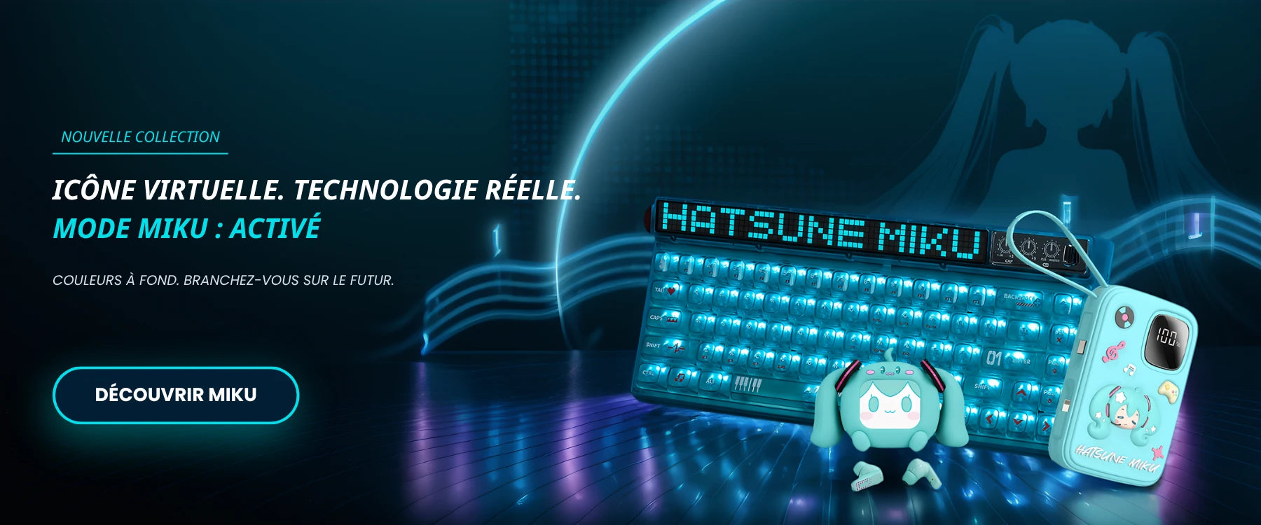 Collection de produits tech et lifestyle Hatsune Miku chez Risenty