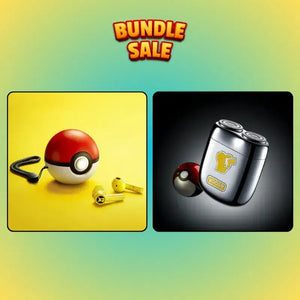 Pikachu PokéBall Sound and Grooming Duo with earbuds and electric shaver
