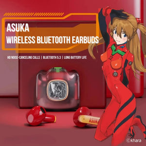 Red STUMPE Asuka wireless Bluetooth earbuds with charging case