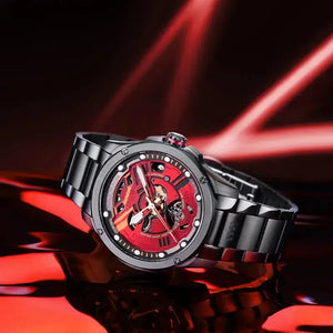 Asuka Langley red Fashion mechanical watch with steel bracelet