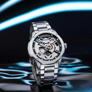 Rei Ayanami white Fashion mechanical watch with steel bracelet