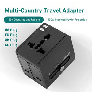 WY-08 adapter with US, EU, UK, and AU plugs for over 150 countries
