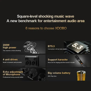 Xdobo Tuner 200W 大出力ポータブルスピーカー | Risenty Store
