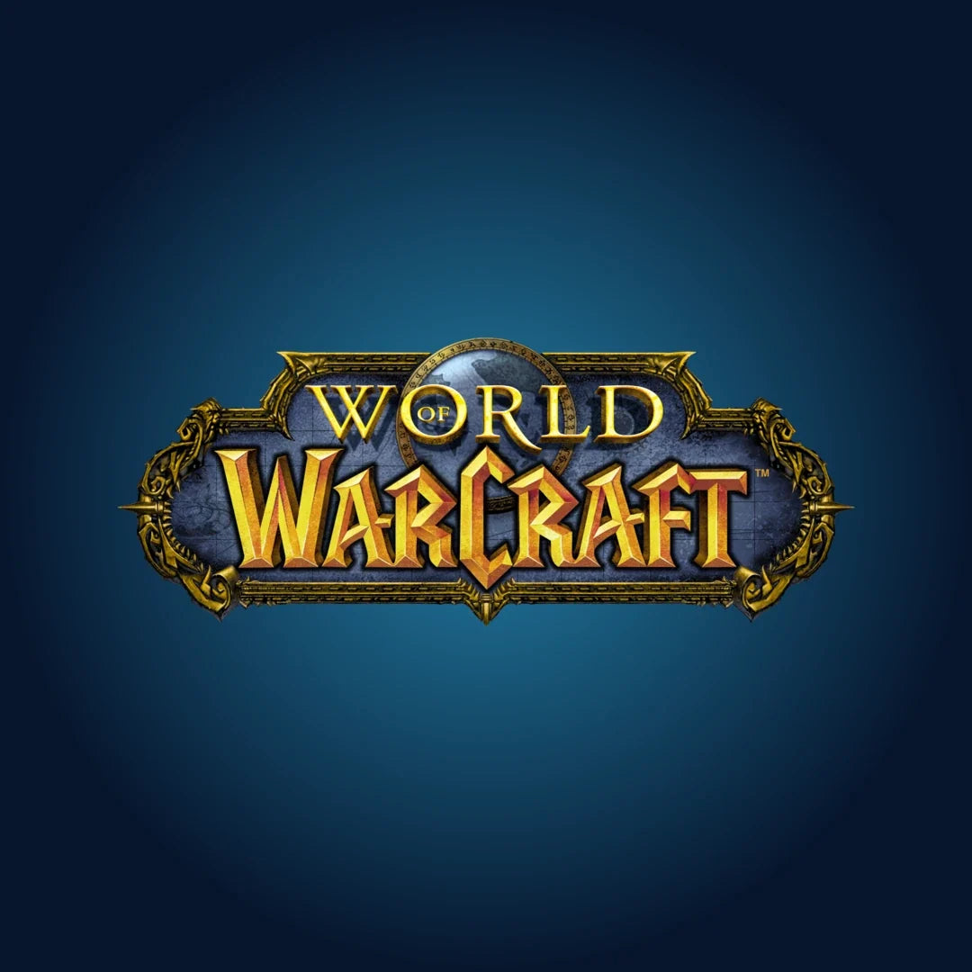 World-of-Warcraft-Logo auf blauem Farbverlauf