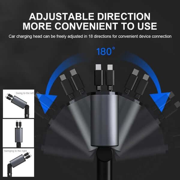 100W 4 IN 1 Retractable Car Charger - Risenty Store