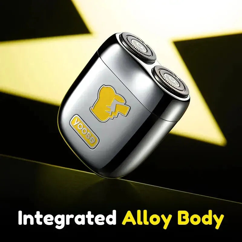 Close-up of Yoose Pokémon shaver showing integrated alloy body with Pikachu logo