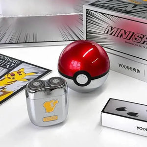 Complete Pikachu shaver set with Pokéball case, manual, and Yoose branding