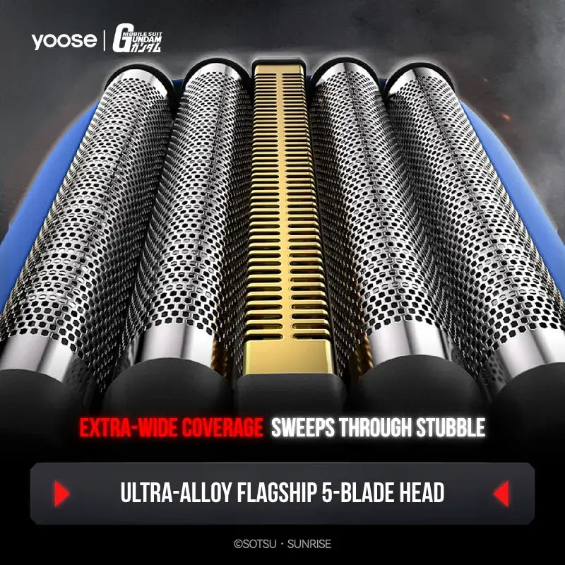 Ultra-alloy flagship 5-blade head – Yoose × Gundam RX-78-2 Electric Shaver