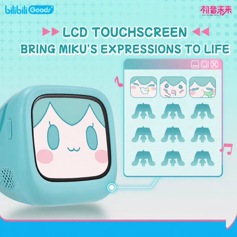 Hatsune Miku earbuds LCD touchscreen with animated Miku expressions