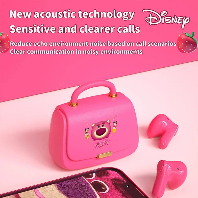 Disney handbag earphones with clear calls and acoustic noise reduction