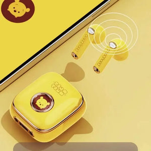Disney pink character earbuds and illustrated charging case