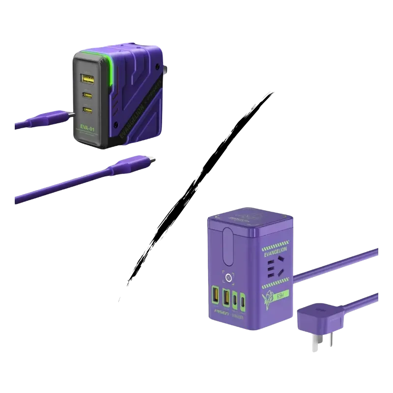 Neon Genesis Evangelion Charging Station bundle with PISEN EVA-01 and EVA-02 chargers