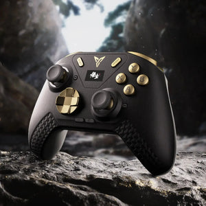 Flydigi APEX 4 Black Myth Wukong controller displayed on a rock