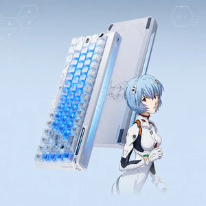 Evangelion Rei Ayanami collaboration design on the Flydigi FS68 keyboard