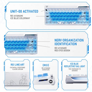 Rei Ayanami themed details on the Flydigi FS68 magnetic keyboard