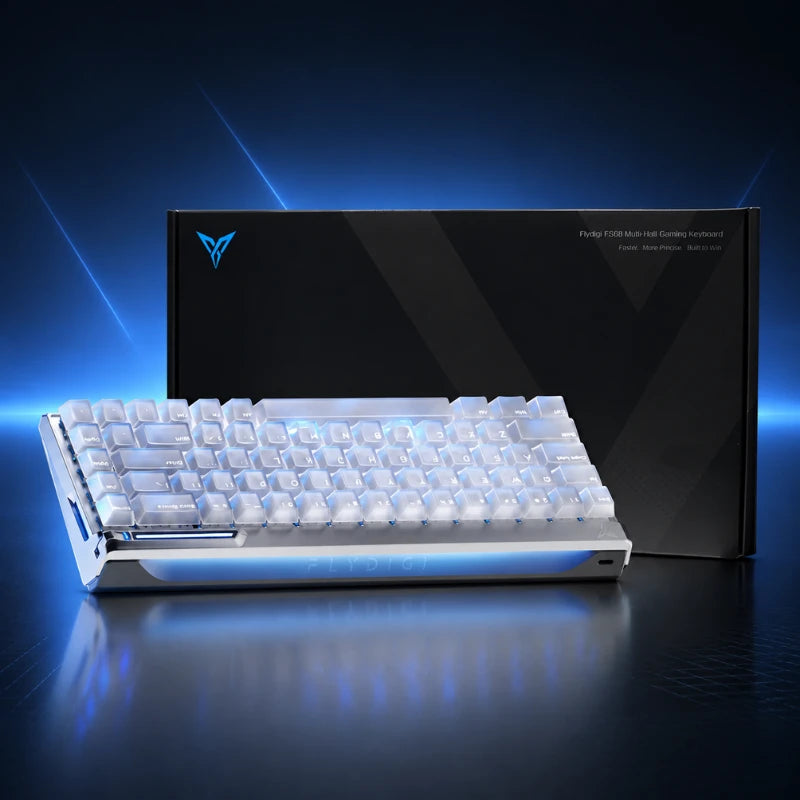 White Flydigi FS68 magnetic gaming keyboard