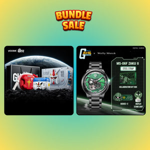 Gundam RX-78-2 shaver and green Zaku watch steel strap bundle