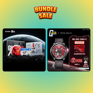 Gundam RX-78-2 shaver and red Zaku watch leather strap bundle