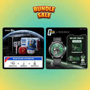Gundam RX-78-2 shaver gift set and green Zaku watch bundle option