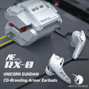 Gundam Unicorn RX-0 earbuds and transformable charging case