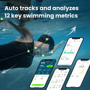 Holoswim 2 Pro app automatically tracking and analyzing 12 swimming metrics