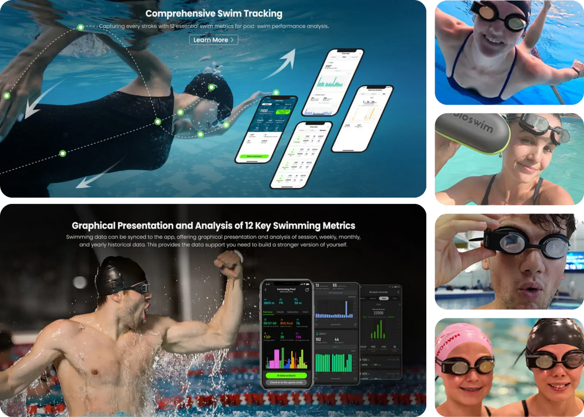 Holoswim 2 Pro high-precision sensors and app analysis for accurate swim tracking