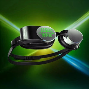 Holoswim AR Smart Swim Goggles 2 Pro with illuminated green display