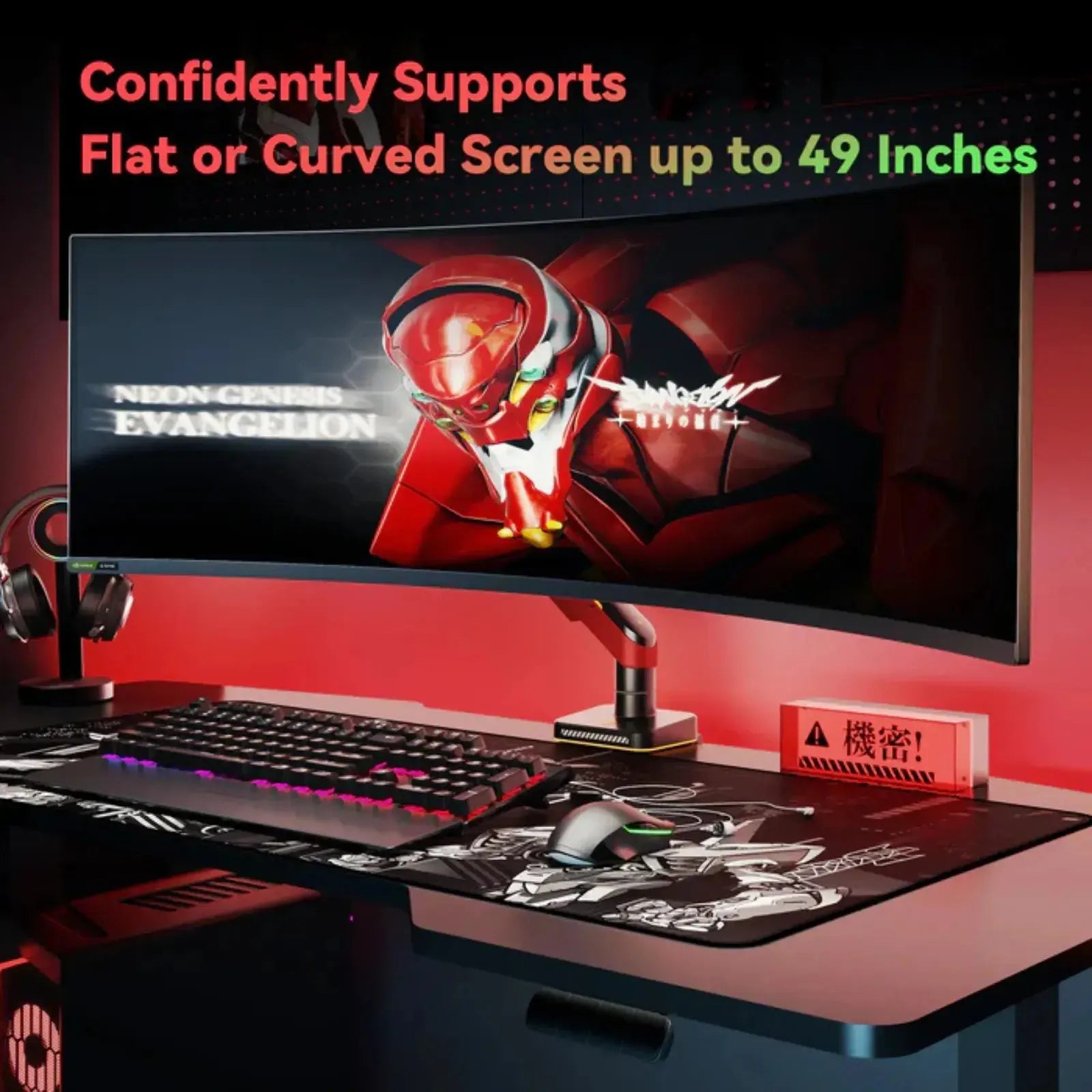 HumaneX T18-1E supporting curved monitors up to 49 inches
