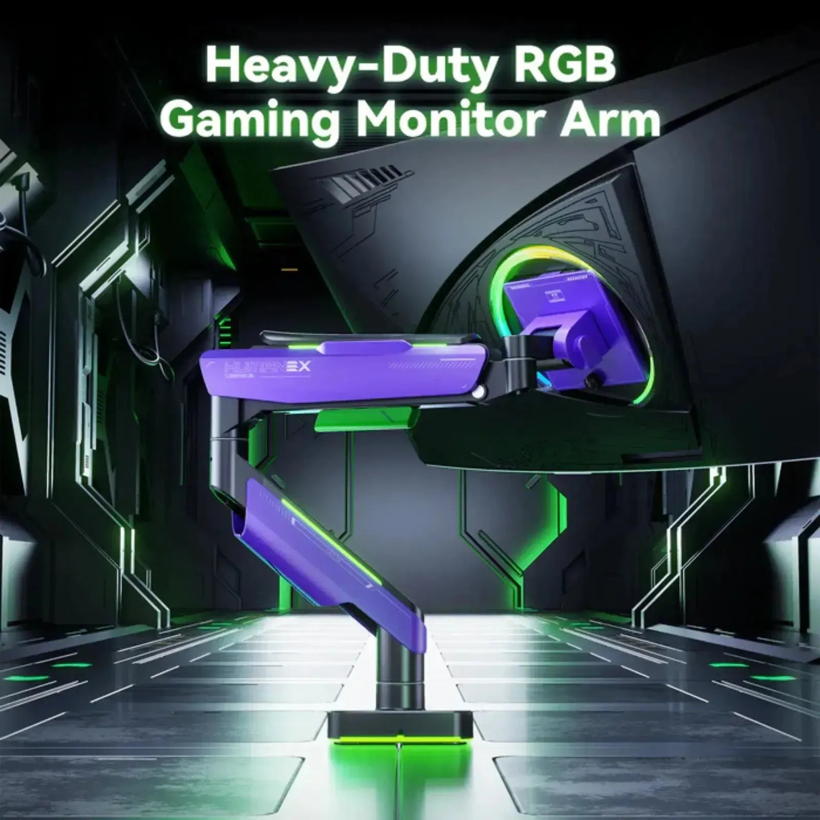 HumaneX T18-1E heavy-duty purple RGB monitor arm
