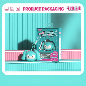 Green LUXUB Hatsune Miku MKB06 charging case displayed beside its colorful retail box.