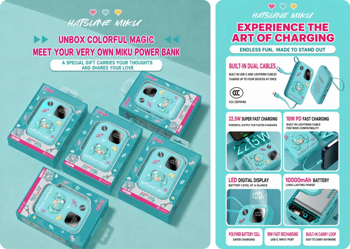 Official LUXUB Hatsune Miku TP03 power bank design and retail packaging
