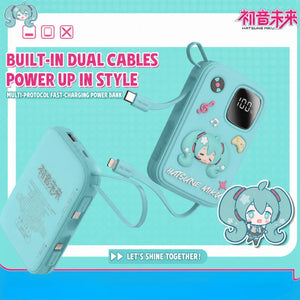 Hatsune Miku TP03 power bank with built-in USB-C and Lightning cables