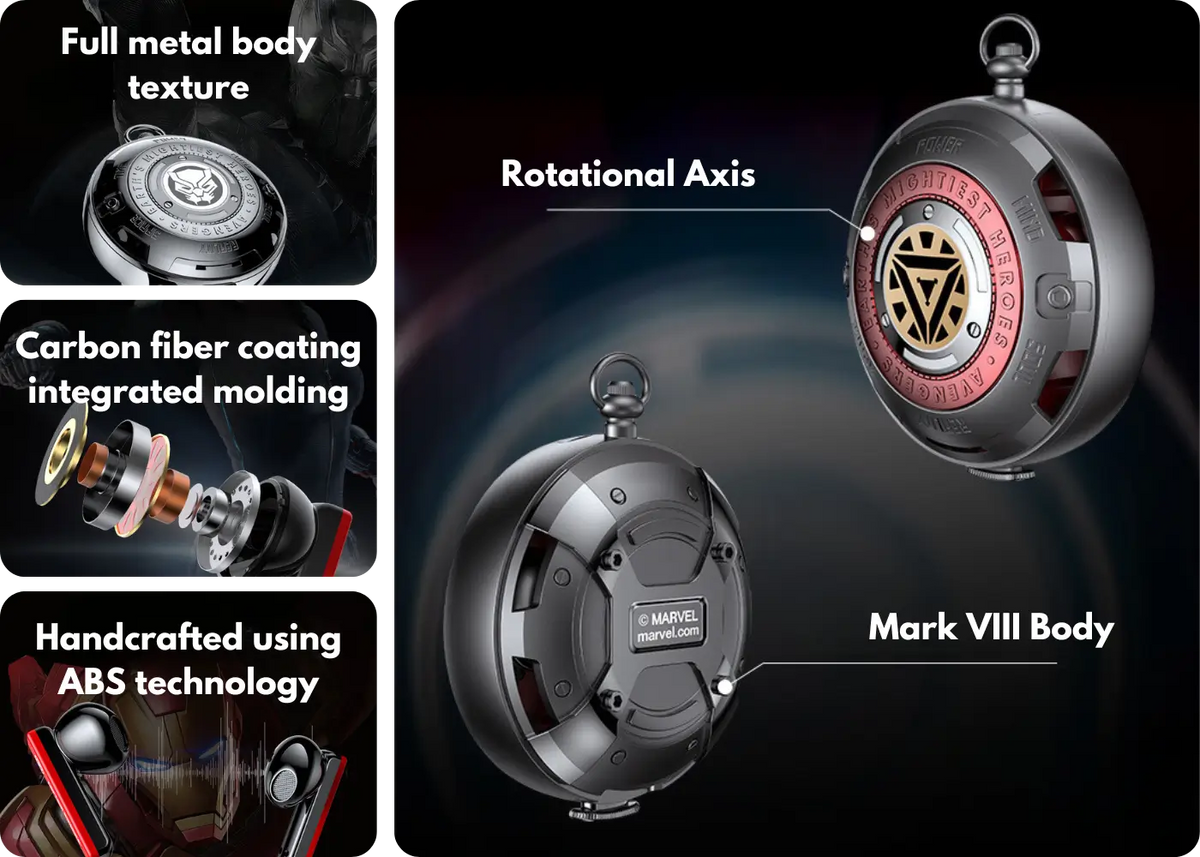 Marvel BF10 Pocket Watch-Inspired Trendy Earbuds - Superior Quality Crafted from Premium Materials