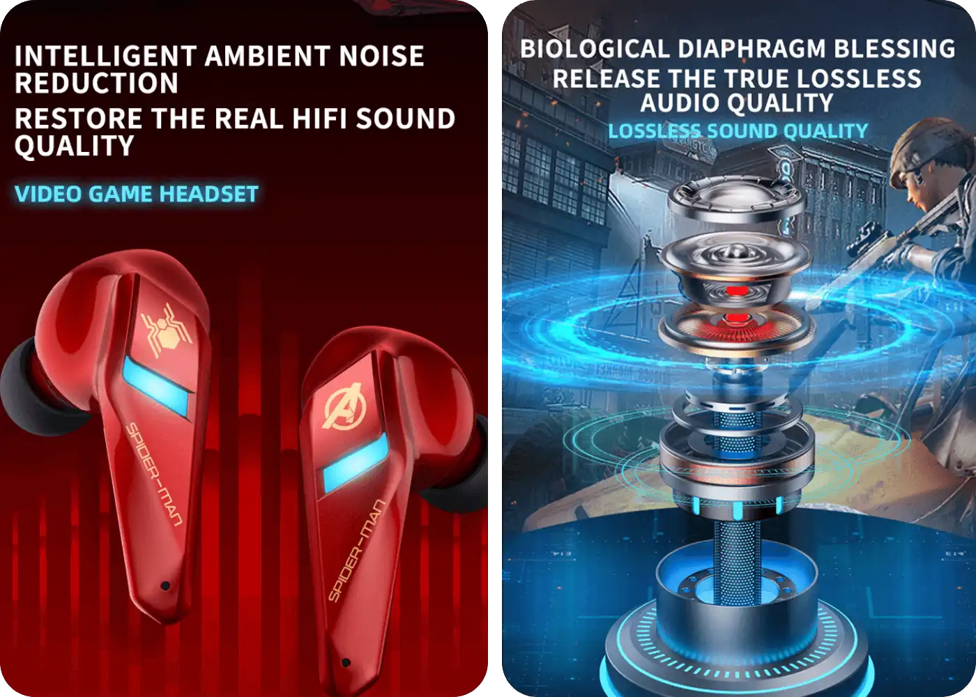 Marvel BTMV15 Gaming Earbuds - Crystal Clear Sound with Noise Reduction