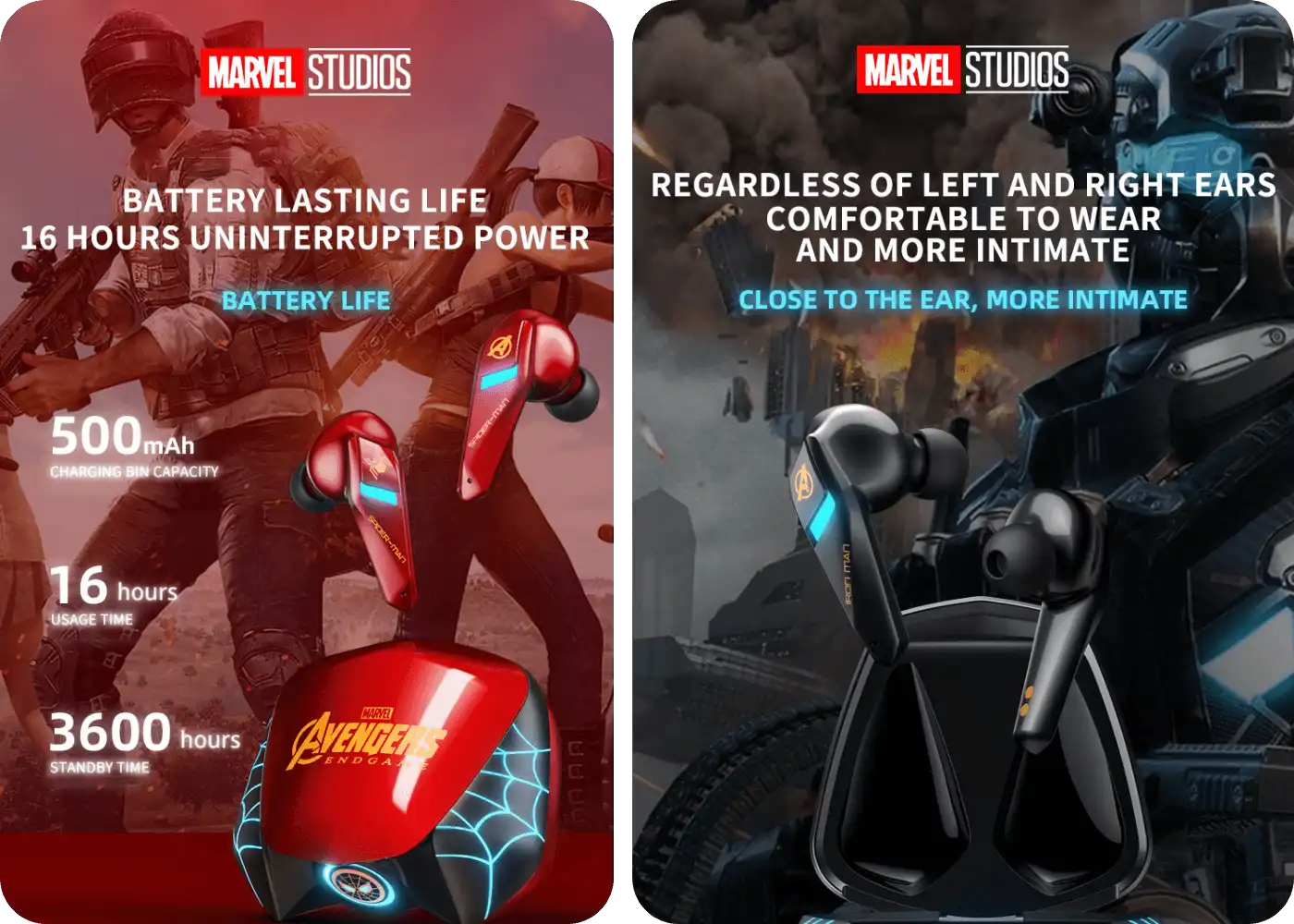 Marvel BTMV15 Gaming Earbuds - Ultimate Comfort and Longevity