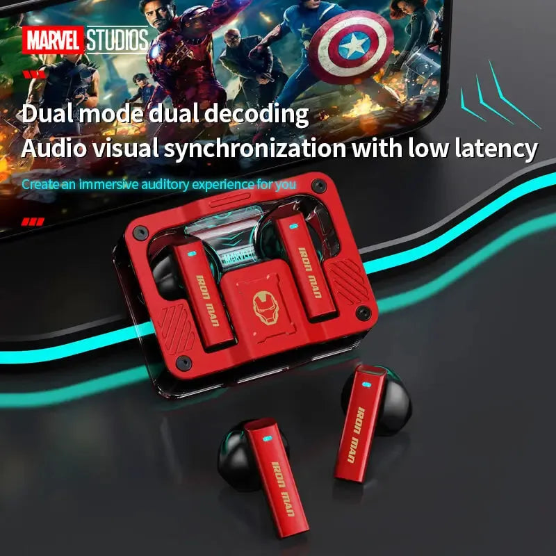 Marvel wireless earphones with dual-mode decoding and low-latency audio