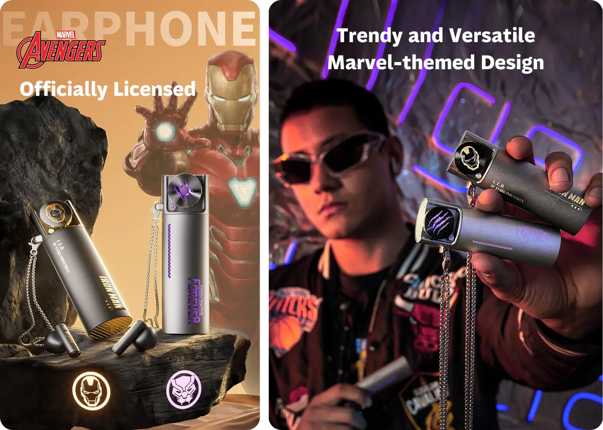 Marvel K-MV01 Necklace Gaming Earbuds - Iconic Marvel Design