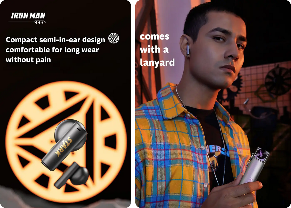 Marvel K-MV01 Necklace Gaming Earbuds - All-Day Comfortable Wear