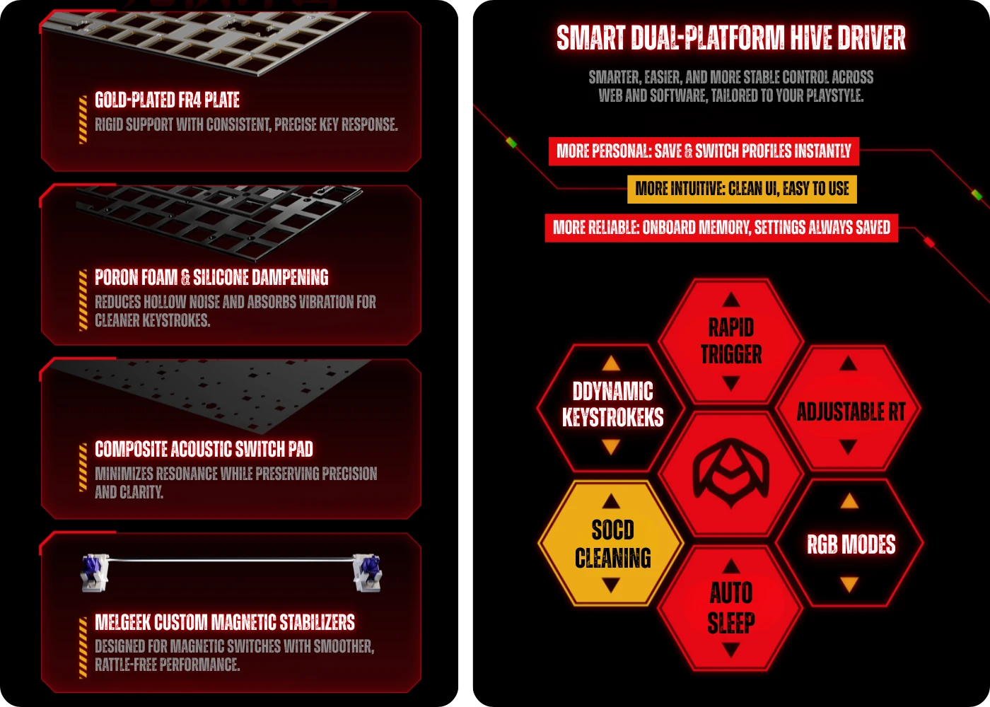MADE68 Ultra+ keyboard internal dampening structure and HIVE driver features