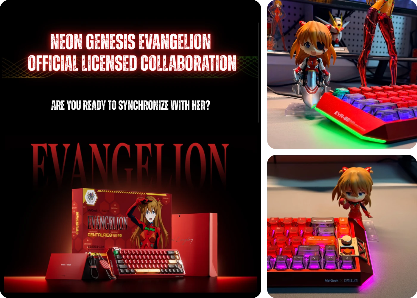 Official Evangelion Asuka CENTAURI60 keyboard collaboration and themed gaming setup