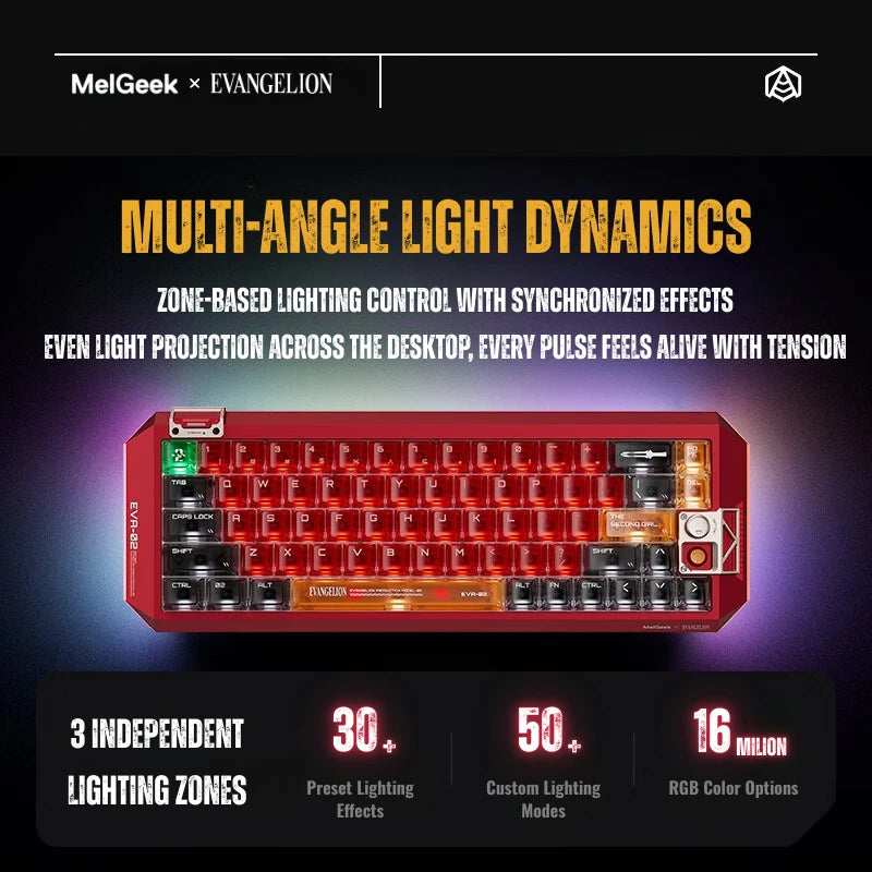 Multi-angle RGB lighting on the Asuka CENTAURI60 magnetic keyboard