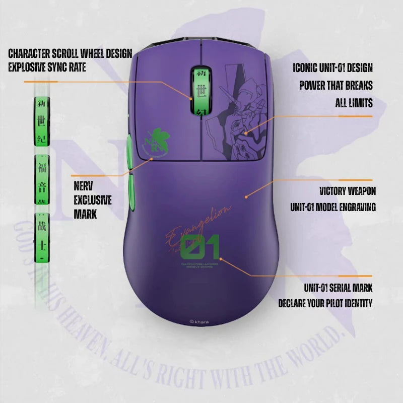Ergonomic design and controls of the EVA-01 HORUS gaming mouse