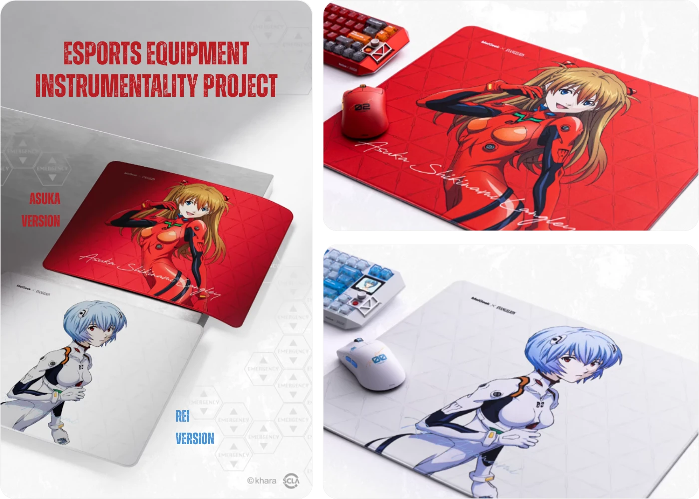 Asuka and Rei Ayanami Evangelion gaming mouse pads for themed desk setups