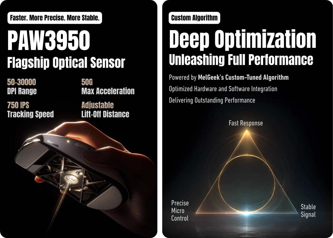 PAW3950 sensor and performance optimization in the MelGeek HORUS wireless mouse