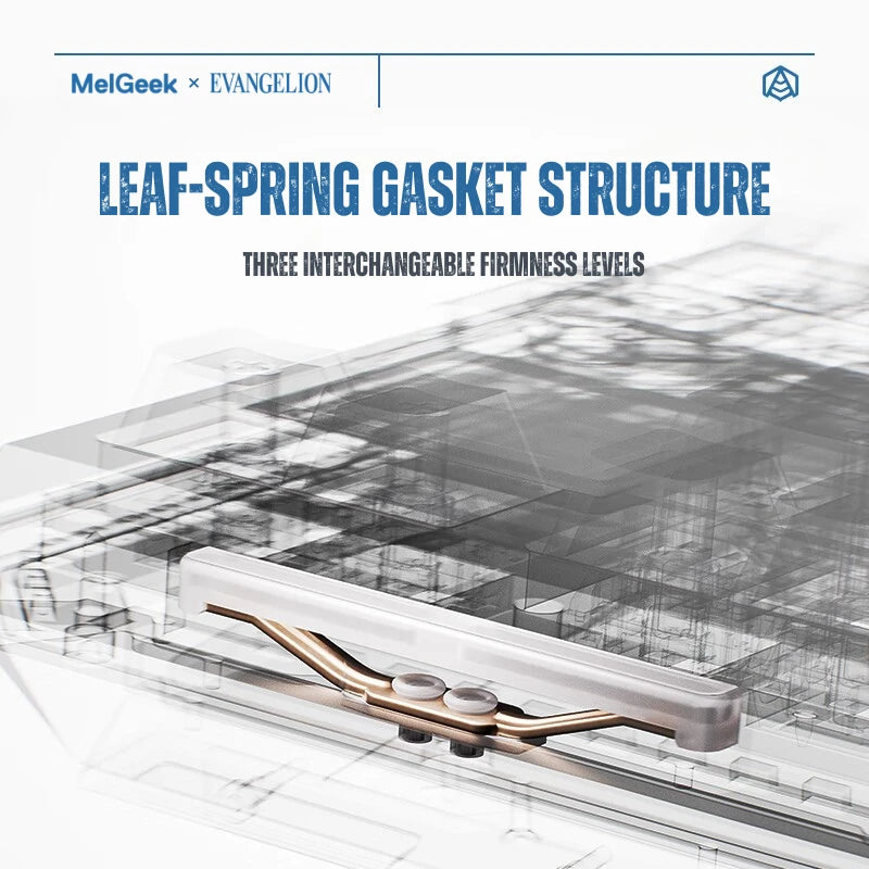 Leaf-spring gasket structure inside the Rei Ayanami CENTAURI80 keyboard