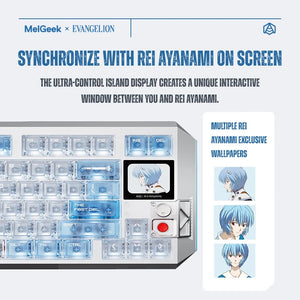 Rei Ayanami screen display on the CENTAURI80 magnetic keyboard