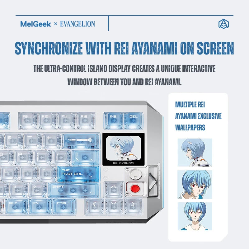 Rei Ayanami screen display on the CENTAURI80 magnetic keyboard