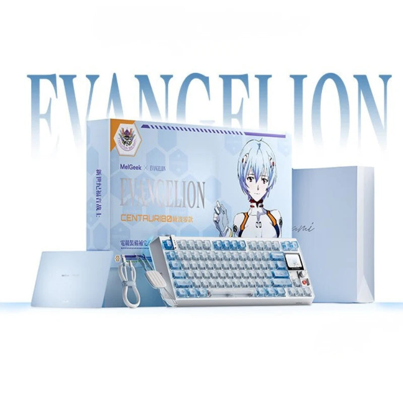 Rei Ayanami CENTAURI80 magnetic keyboard with Evangelion collector gift packaging