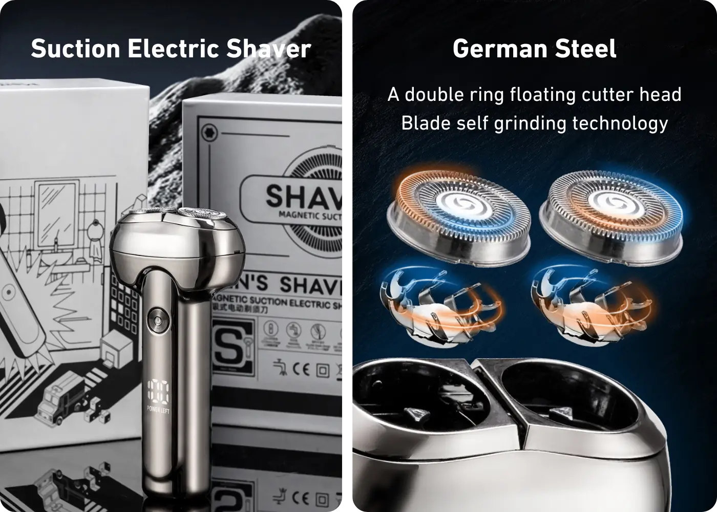 Men's Dual Floating Head Digital Display Electric Shaver - Precision Dual Floating Heads