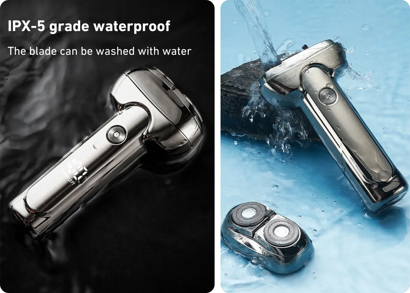 Men's Dual Floating Head Digital Display Electric Shaver - Portable and Waterproof